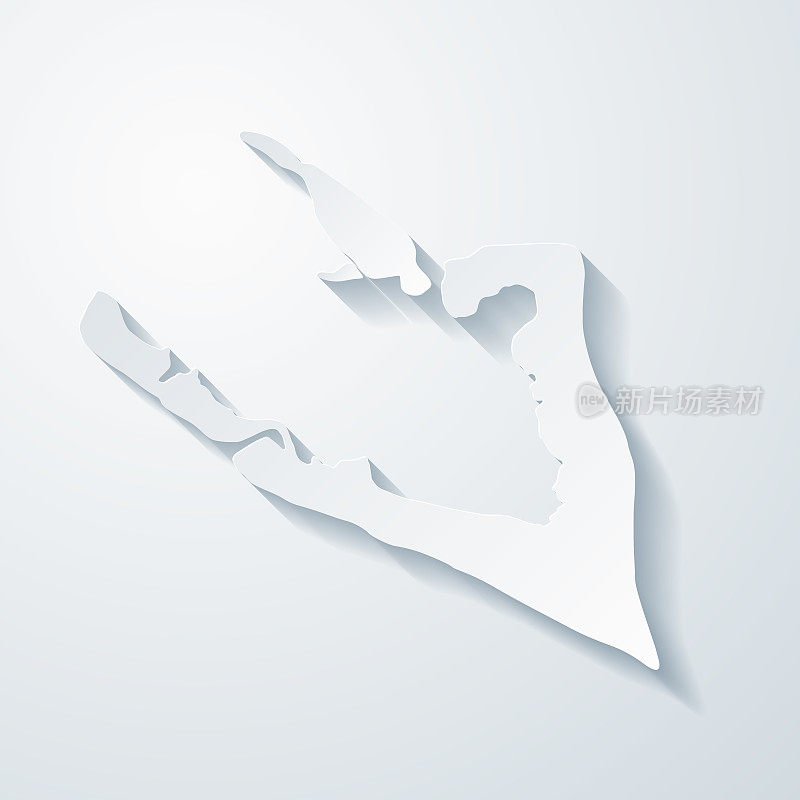 Wake Island地图与空白背景剪纸效果